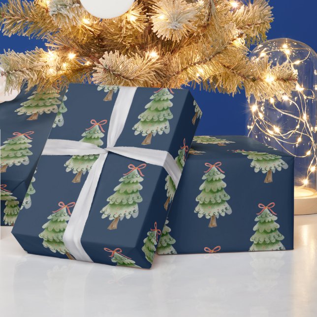 watercolor christmas tree geschenkpapier (Feiertage)