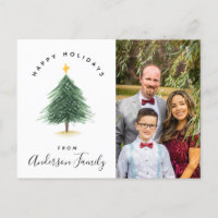 Watercolor Christmas Tree Happy Holidays Foto