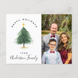 Watercolor Christmas Tree Happy Holidays Foto Postkarte
