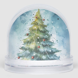 Watercolor Christmas Tree Holiday Snow Globe Schneekugeln