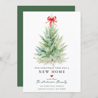 Watercolor Christmas Tree New Home Card Ankündigung