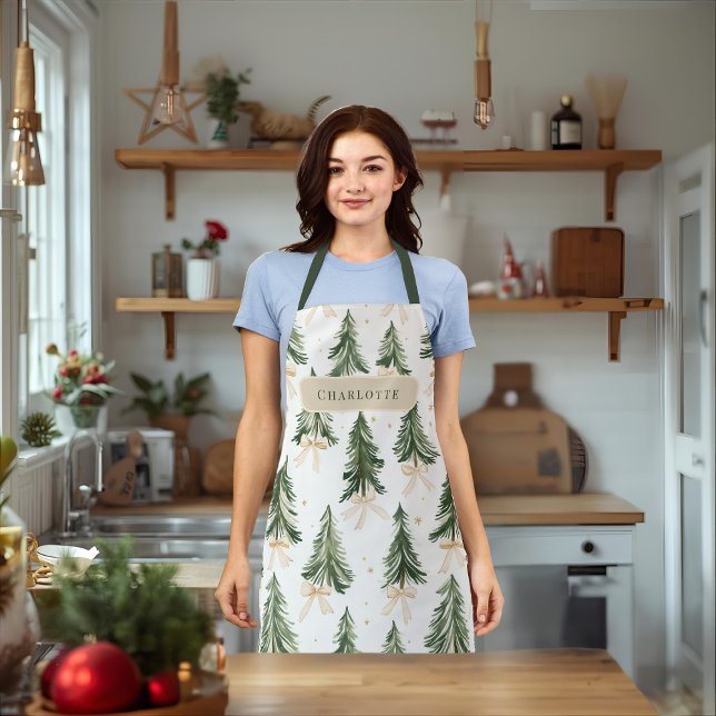 Watercolor Christmas Tree Wrapping Paper Schürze (Von Creator hochgeladen)