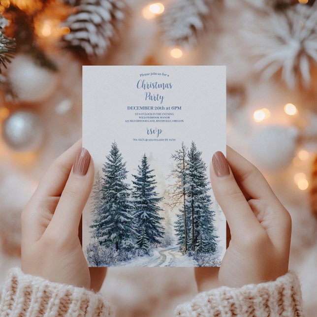 Watercolor Christmas Winter Wonderland Einladung (Von Creator hochgeladen)