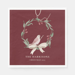 Watercolor Christmas Wreath Personalized Serviette