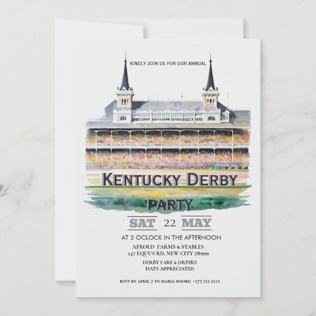 Watercolor Churchill Downs Twin Spires Kentucky De Einladung (Vorderseite)