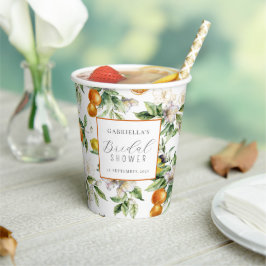 Watercolor Citrus Blossom Botanical Bridal Shower Pappbecher