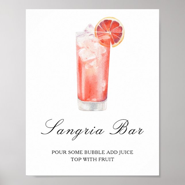 Watercolor citrus cocktail - sangria bar poster (Vorne)