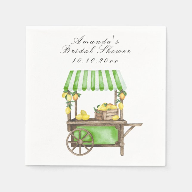 Watercolor Citrus Lemon Cart Bridal Shower Serviette (Vorderseite)