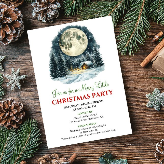 Watercolor Classic Holiday Scene Christmas Invite Einladung (Watercolor Classic Holiday Scene Christmas Invite)