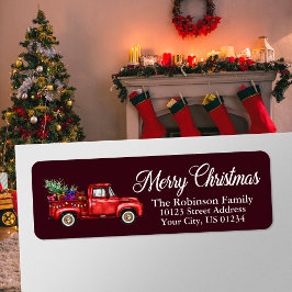 Watercolor Classic Red Truck Weihnachts Burgund