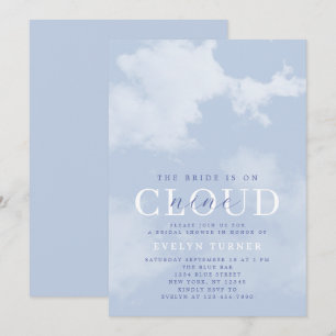 Watercolor Cloud Nine Blau Weiße Brautparty Einladung