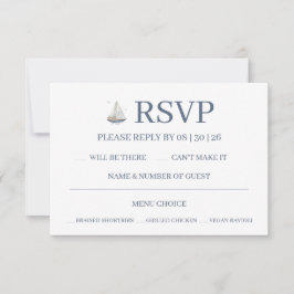 Watercolor Coastal Seascape Wedding RSVP Karte