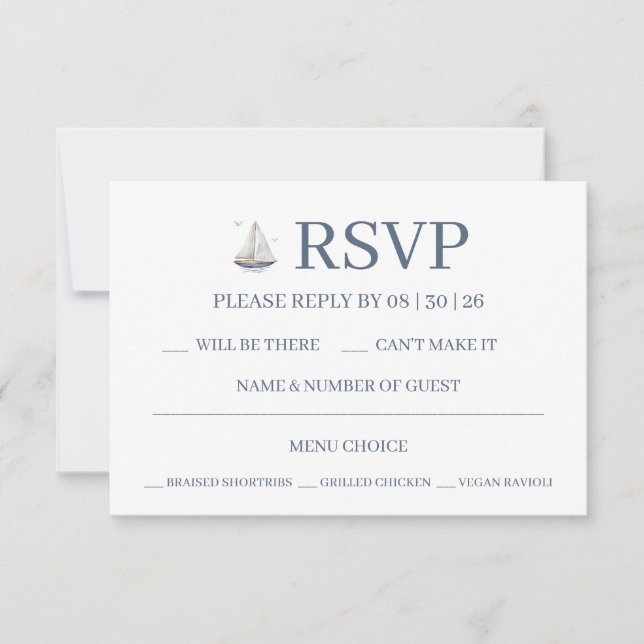 Watercolor Coastal Seascape Wedding  RSVP Karte (Vorderseite)