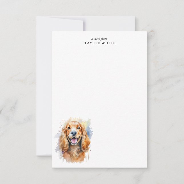 Watercolor Cocker Spaniel Personalisiert Danke Mitteilungskarte (Vorderseite)