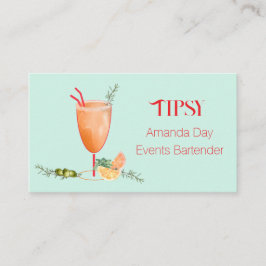 Watercolor Cocktail Bartender Business Card Visitenkarte