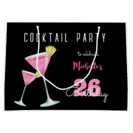 Watercolor Cocktail Geburtstagsparty schwarz Große Geschenktüte