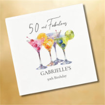 Watercolor Cocktail Martini Happy 50. Geburtstag