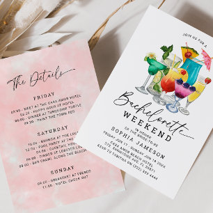 Watercolor-Cocktails-Junggesellinnen-Abschiedswoch Einladung