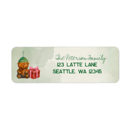 Watercolor Coffee Bear Holiday Return Labels