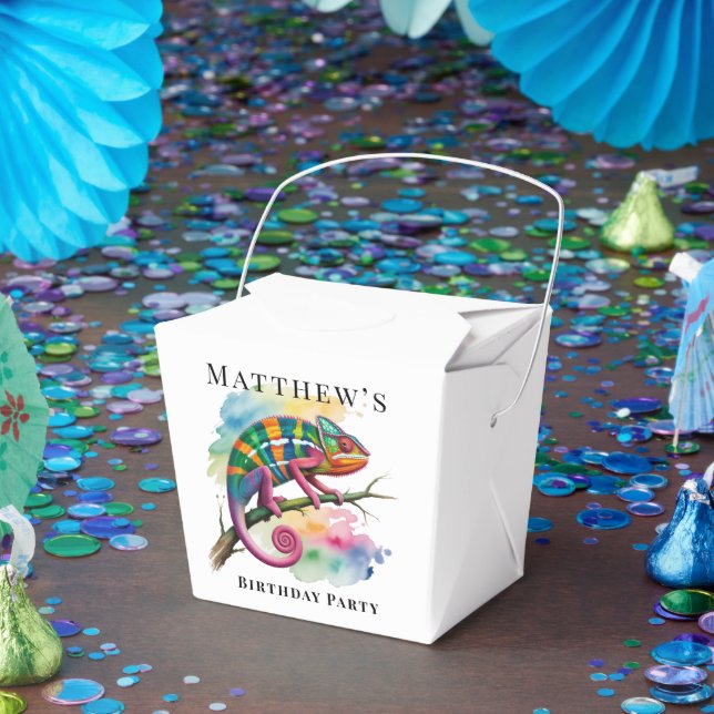 Watercolor Colorful Chameleon Birthday Party Geschenkschachtel (Party)