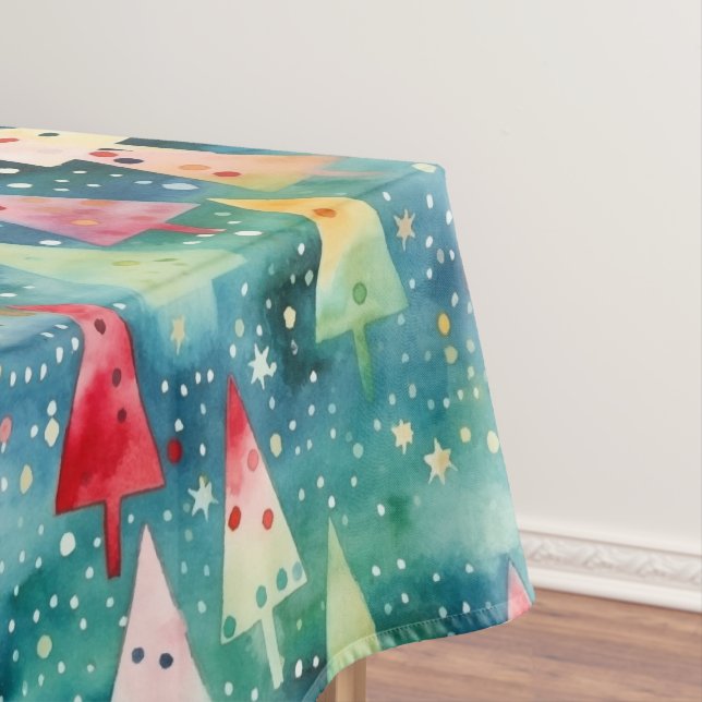 Watercolor Colorful Festive Rainbow Christmas Tree Tischdecke (Beispiel)