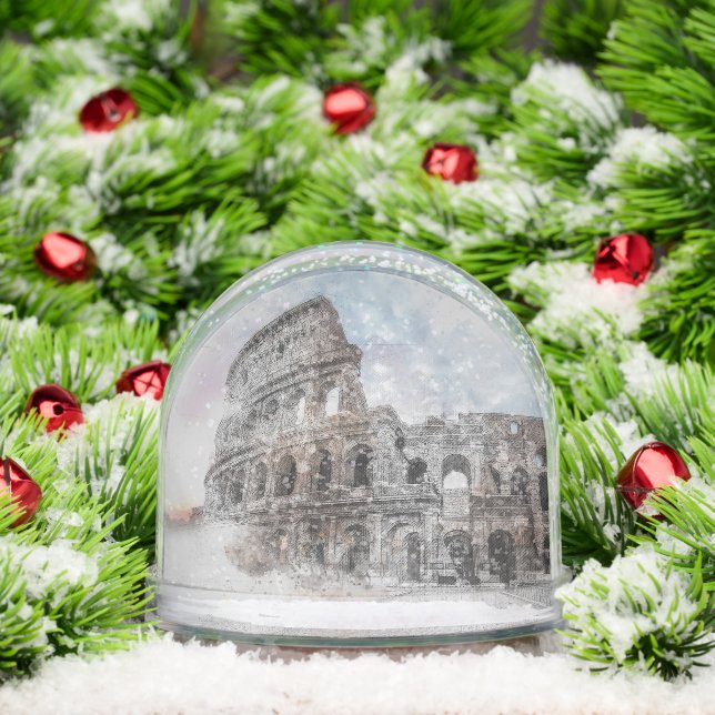 Watercolor Colosseum Snow Globe | Rome Italy  Schneekugeln (Weihnachten)