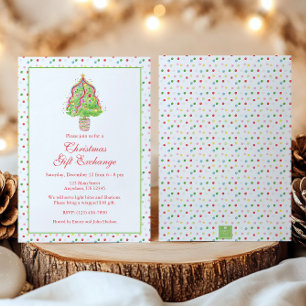 Watercolor Confetti Christmas Tree Party Einladung