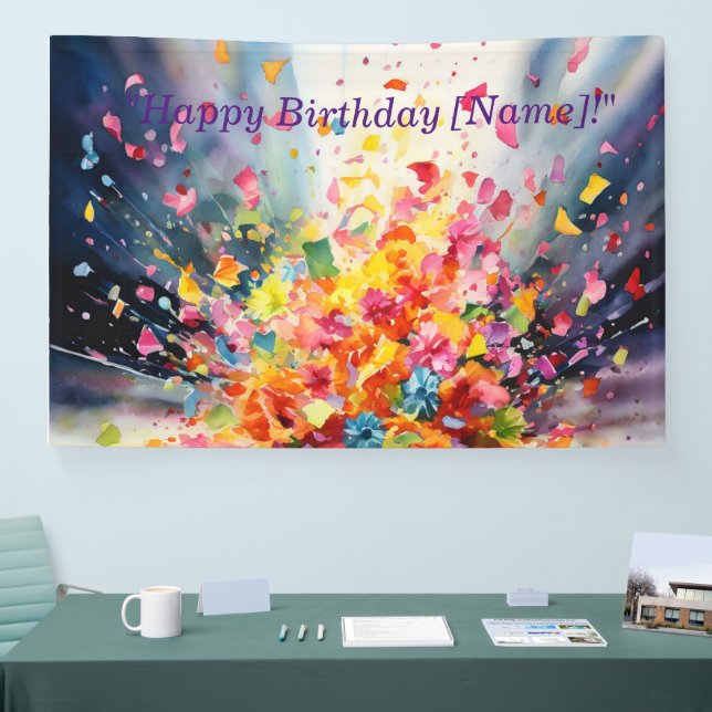 Watercolor Confetti Explosion Birthday Banne Banner (Messe)
