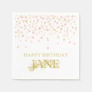 Watercolor Confetti Happy Geburtsname Elegant Serviette