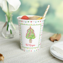 Watercolor Confetti Weihnachtsbaum Pappbecher