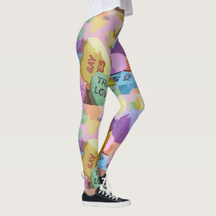 Watercolor Conversation Hearts Leggings