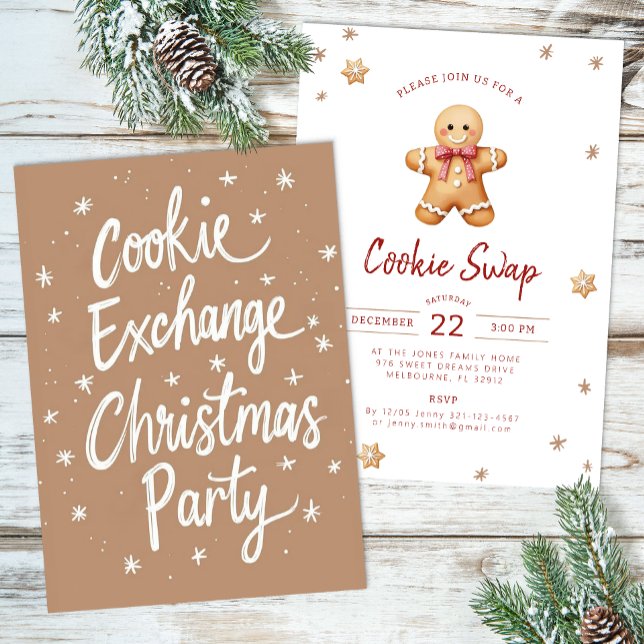 Watercolor Cookie Exchange Weihnachtsfeiertag einl Feiertagskarte (Cookie Swap Xmas Party Invite)