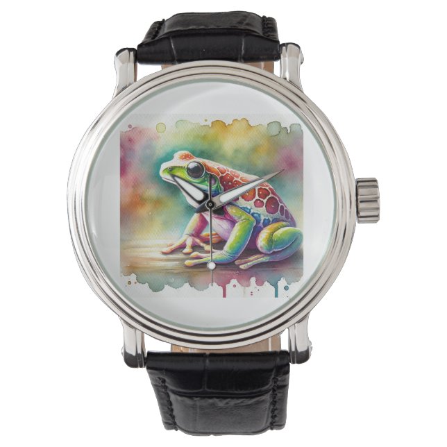 Watercolor Coqu Frog 140724AREF115 - Watercolor Armbanduhr (Vorderseite)