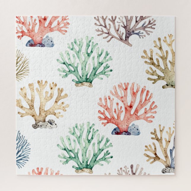 Watercolor Coral Reef Pattern Puzzle (Vertikal)