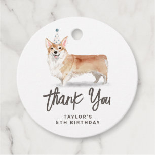 Watercolor Corgi Dog Birthday Vielen Dank Geschenkanhänger