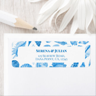 Watercolor Cornflower Blue Sea Shells Return