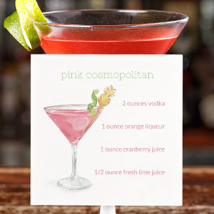 Watercolor Cosmopolitan Cocktail Rezept / Elegant Serviette