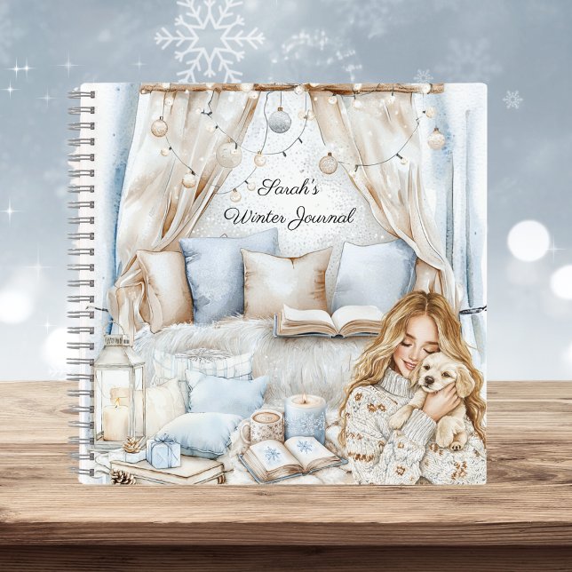 Watercolor Cosy Winter Blue Room Journal Notizbuch (Von Creator hochgeladen)