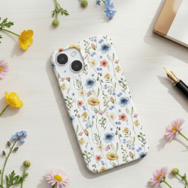 Watercolor Cottagecore Blue Yellow Pink Wildflower Case-Mate iPhone 14 Hülle