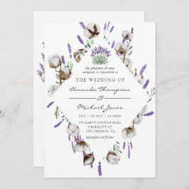 Watercolor Cotton Lavender Country Wedding Einladung
