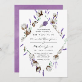 Watercolor Cotton Lavender Country Wedding Einladung