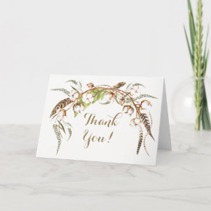 Watercolor Cotton Wreath Feather Wedding Vielen Da Dankeskarte