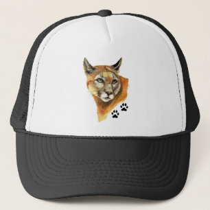 Watercolor Cougar Mountain Lion Wildlife Truckerkappe