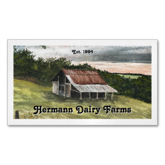 Watercolor Country Barn Scene Magnetische Visitenkarte