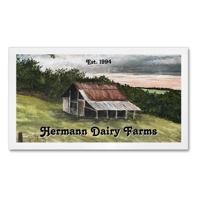 Watercolor Country Barn Scene Magnetische Visitenkarte (Vorderseite)