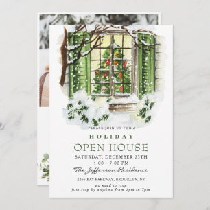 Watercolor Country Holiday Weihnachts-Open House Einladung