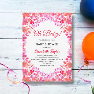 Watercolor Country Summer Boho Floral Baby Dusche Einladung