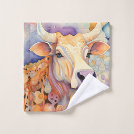 Watercolor Cow Bubbly Soft Badhandtuch Set