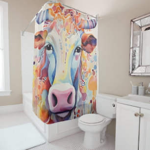Watercolor Cow Bubbly Soft Duschvorhang