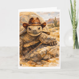 Watercolor Cowboy Turtle in the desert Karte